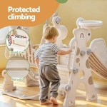 keezi kids slide swing set basketball hoop outdoor playground toys 160cm beige