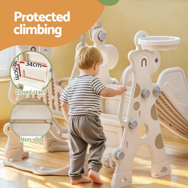 keezi kids slide swing set basketball hoop outdoor playground toys 160cm beige keezi kids slide swing set basketball hoop outdoor playground toys 160cm beige