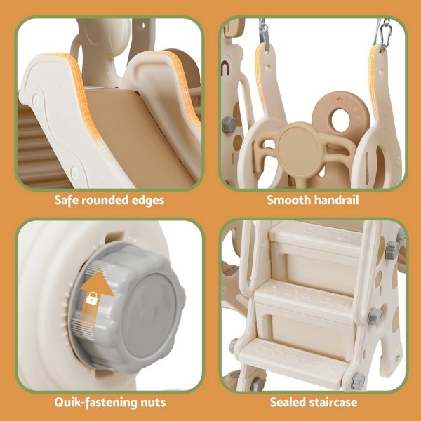 keezi kids slide swing set basketball hoop outdoor playground toys 160cm beige keezi kids slide swing set basketball hoop outdoor playground toys 160cm beige