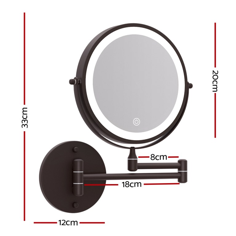 embellir extendable makeup mirror 10x magnifying double sided bathroom brown