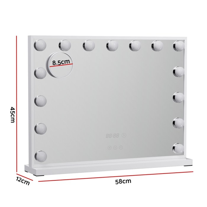 embellir makeup mirror 58x45cm hollywood vanity with led light tabletop white