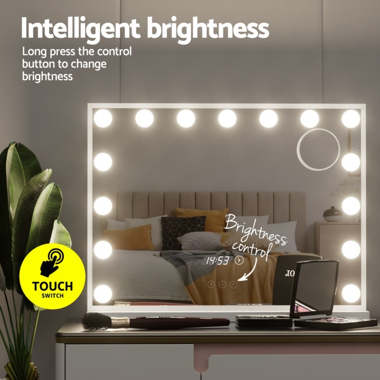 embellir makeup mirror 58x45cm hollywood vanity with led light tabletop white embellir makeup mirror 58x45cm hollywood vanity with led light tabletop white
