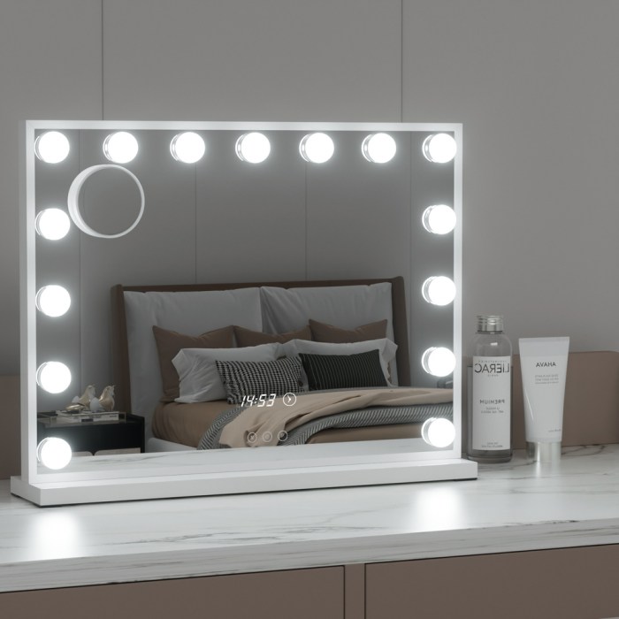 embellir makeup mirror 58x45cm hollywood vanity with led light tabletop white