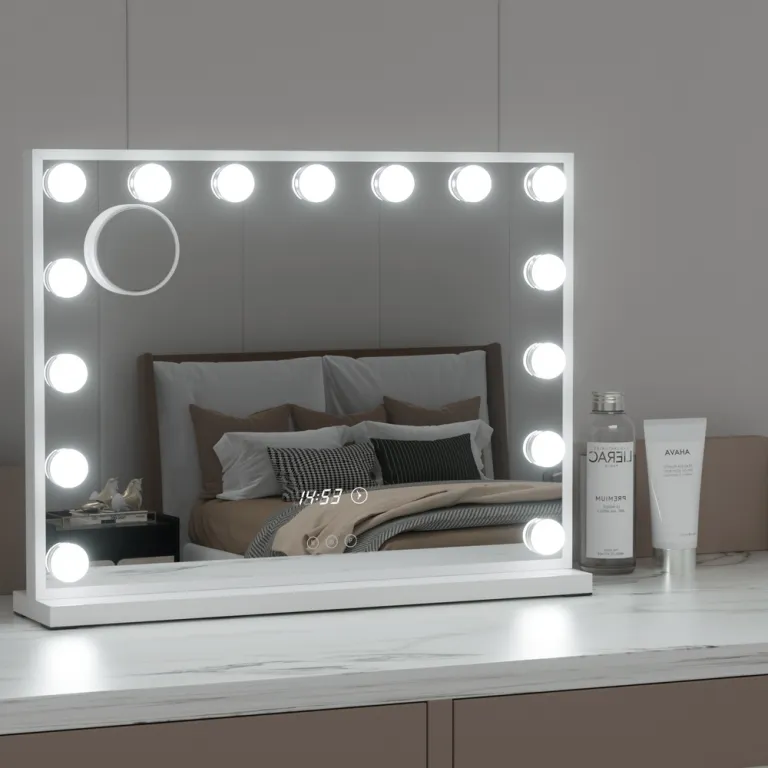 embellir makeup mirror 58x45cm hollywood vanity with led light tabletop white embellir makeup mirror 58x45cm hollywood vanity with led light tabletop white