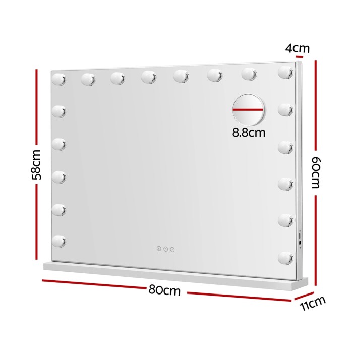 embellir makeup mirror 80x58cm hollywood vanity with led light tabletop wall
