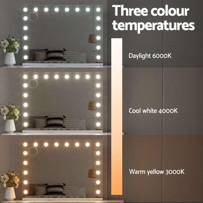 embellir makeup mirror 80x58cm hollywood vanity with led light tabletop wall