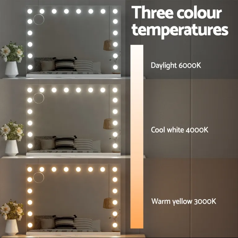 embellir makeup mirror 80x58cm hollywood vanity with led light tabletop wall embellir makeup mirror 80x58cm hollywood vanity with led light tabletop wall