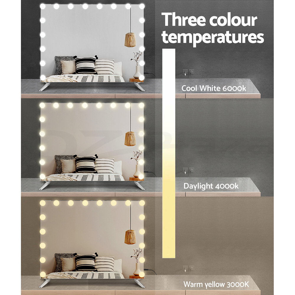 80x65cm embellir makeup mirror hollywood vanity with led light silver legs