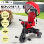 veebee explorer 3 stage kids trike with canopy red veebee explorer 3 stage kids trike with canopy red