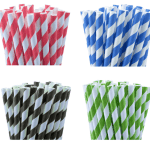 50 pack black white drinking straws biodegradable eco paper birthday party event bistro bar cafe take away