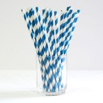 50 pack blue white drinking straws biodegradable eco paper birthday party event bistro bar cafe take away