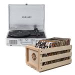 Crosley Cruiser Bluetooth Portable Turntable - Silver + Bundled Crosley Record Storage Crate Crosley Cruiser Bluetooth Portable Turntable - Silver + Bundled Crosley Record Storage Crate