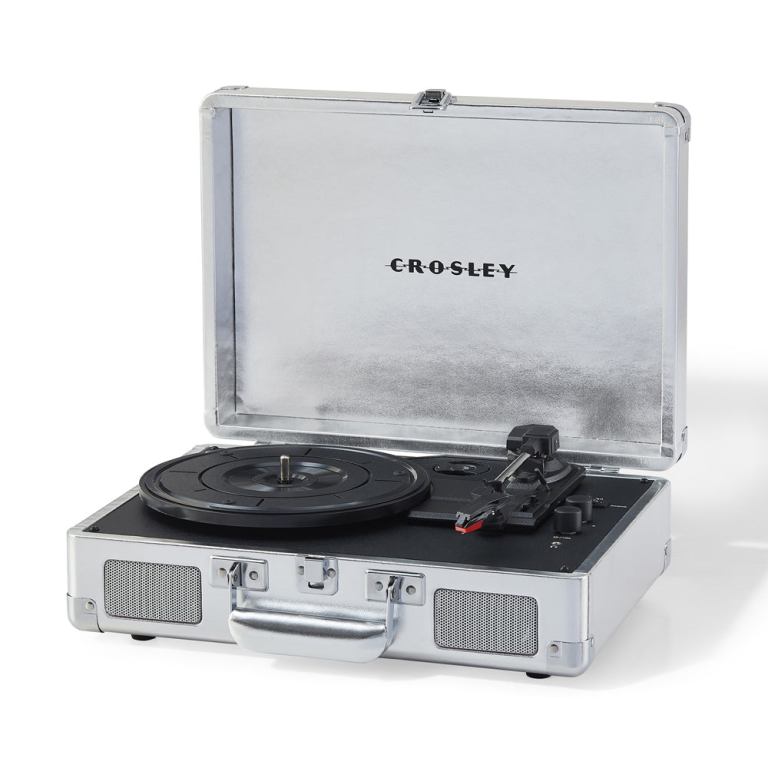 crosley cruiser bluetooth portable turntable silver + bundled crosley record storage crate crosley cruiser bluetooth portable turntable silver + bundled crosley record storage crate