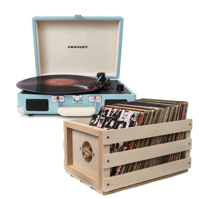 Crosley Cruiser Bluetooth Portable Turntable - Turquoise + Bundled Crosley Record Storage Crate Crosley Cruiser Bluetooth Portable Turntable - Turquoise + Bundled Crosley Record Storage Crate