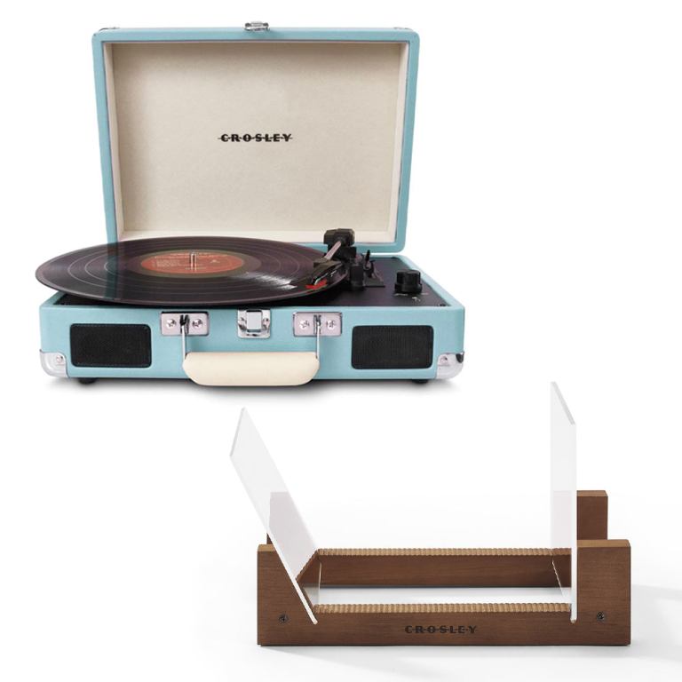 Crosley Cruiser Bluetooth Portable Turntable - Turquoise + Bundled Crosley Record Storage Display Stand Crosley Cruiser Bluetooth Portable Turntable - Turquoise + Bundled Crosley Record Storage Display Stand