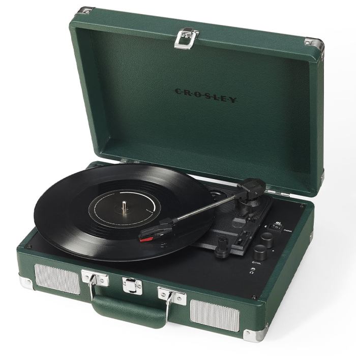 crosley cruiser bluetooth portable turntable emerald green + crosley entertainment stand bundle crosley cruiser bluetooth portable turntable emerald green + crosley entertainment stand bundle