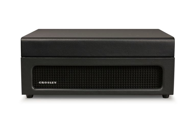 crosley voyager bluetooth portable turntable black + bundled crosley record storage display stand