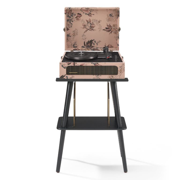 Crosley Voyager Bluetooth Portable Turntable + Entertainment Stand Bundle - Floral Crosley Voyager Bluetooth Portable Turntable + Entertainment Stand Bundle - Floral