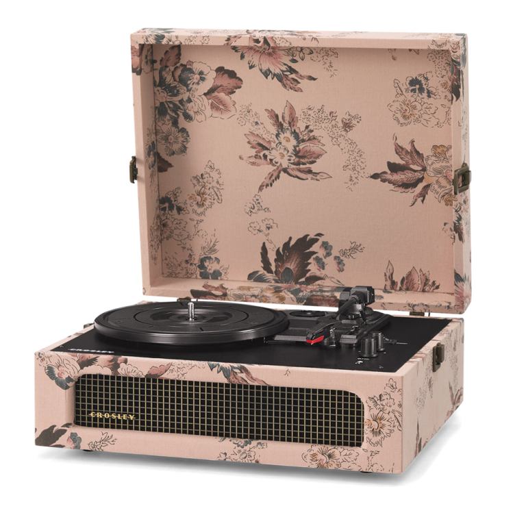 crosley voyager bluetooth portable turntable + entertainment stand bundle floral crosley voyager bluetooth portable turntable + entertainment stand bundle floral