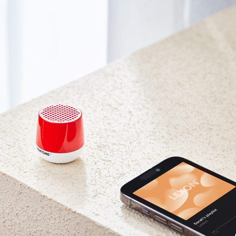 lexon mino+ mini bluetooth speaker pantone 2035 red