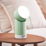 lexon orbe portable led lamp with moving head pantone green