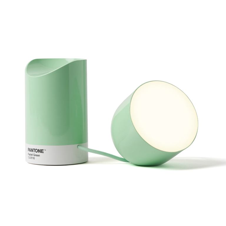 lexon orbe portable led lamp with moving head pantone green