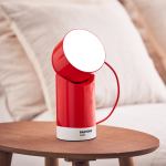 lexon orbe portable led lamp with moving head pantone 2035 red