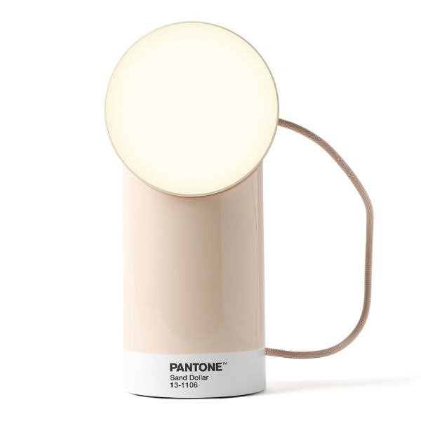 lexon orbe portable led lamp with moving head pantone sand