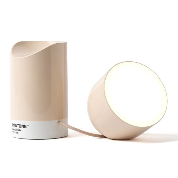 lexon orbe portable led lamp with moving head pantone sand