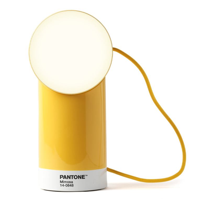 lexon orbe portable led lamp with moving head pantone yellow