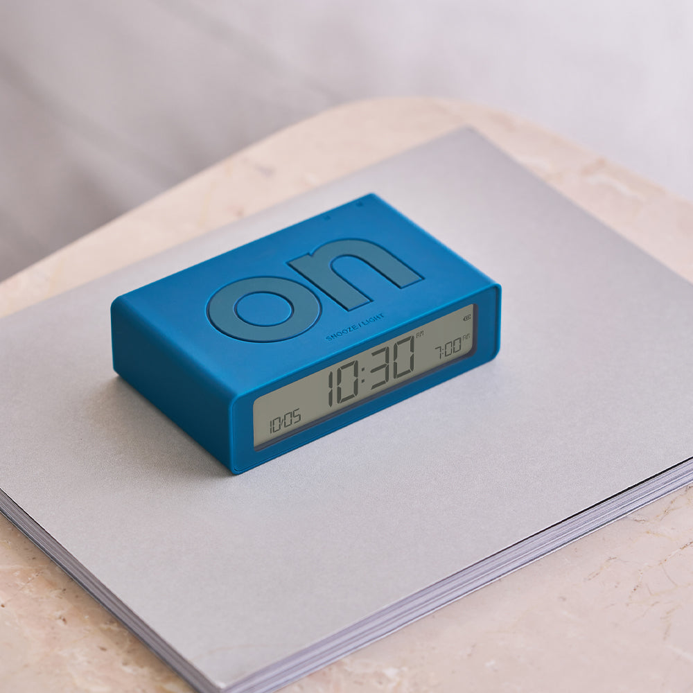 lexon flip mini reversible alarm clock blue