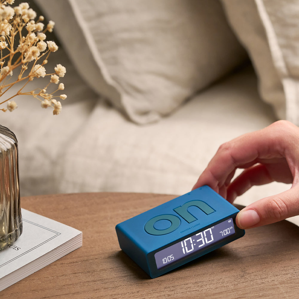 lexon flip mini reversible alarm clock blue