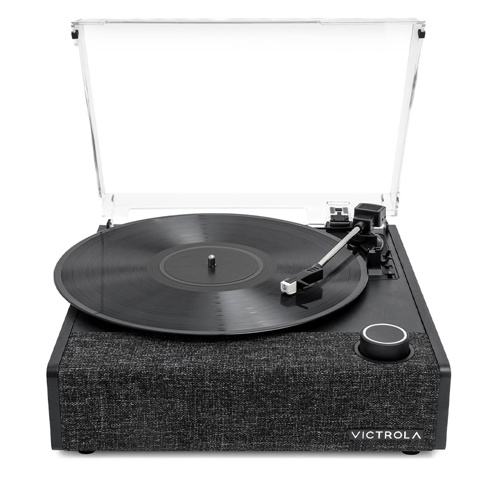 victrola eastwood ii turntable black + gadhouse vinyl rack bundle black