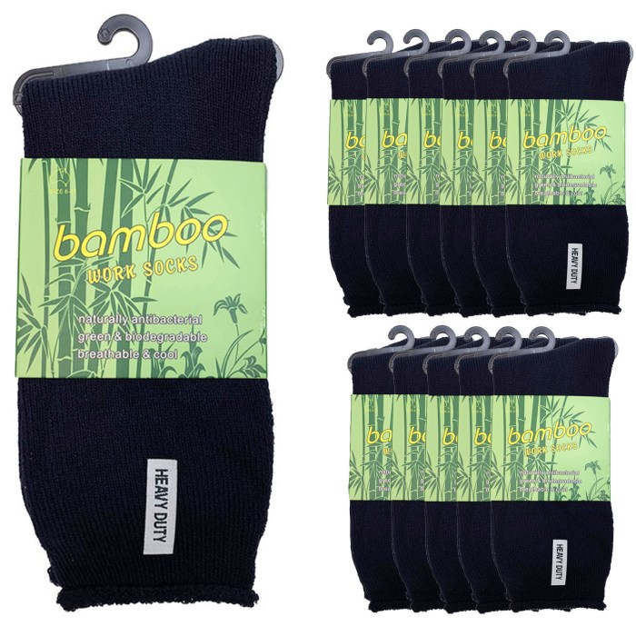 12 pairs premium bamboo socks mens heavy duty thick work socks cushion bulk navy blue 6 11