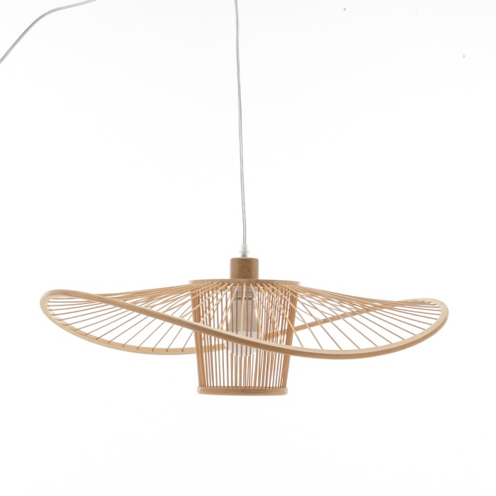 elysian breeze natural hand woven bamboo wide brim pendant lamp