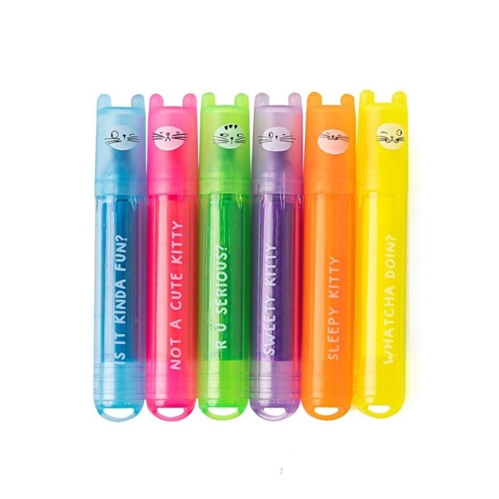 6pcs so many cats cute scented mini highlighter pens