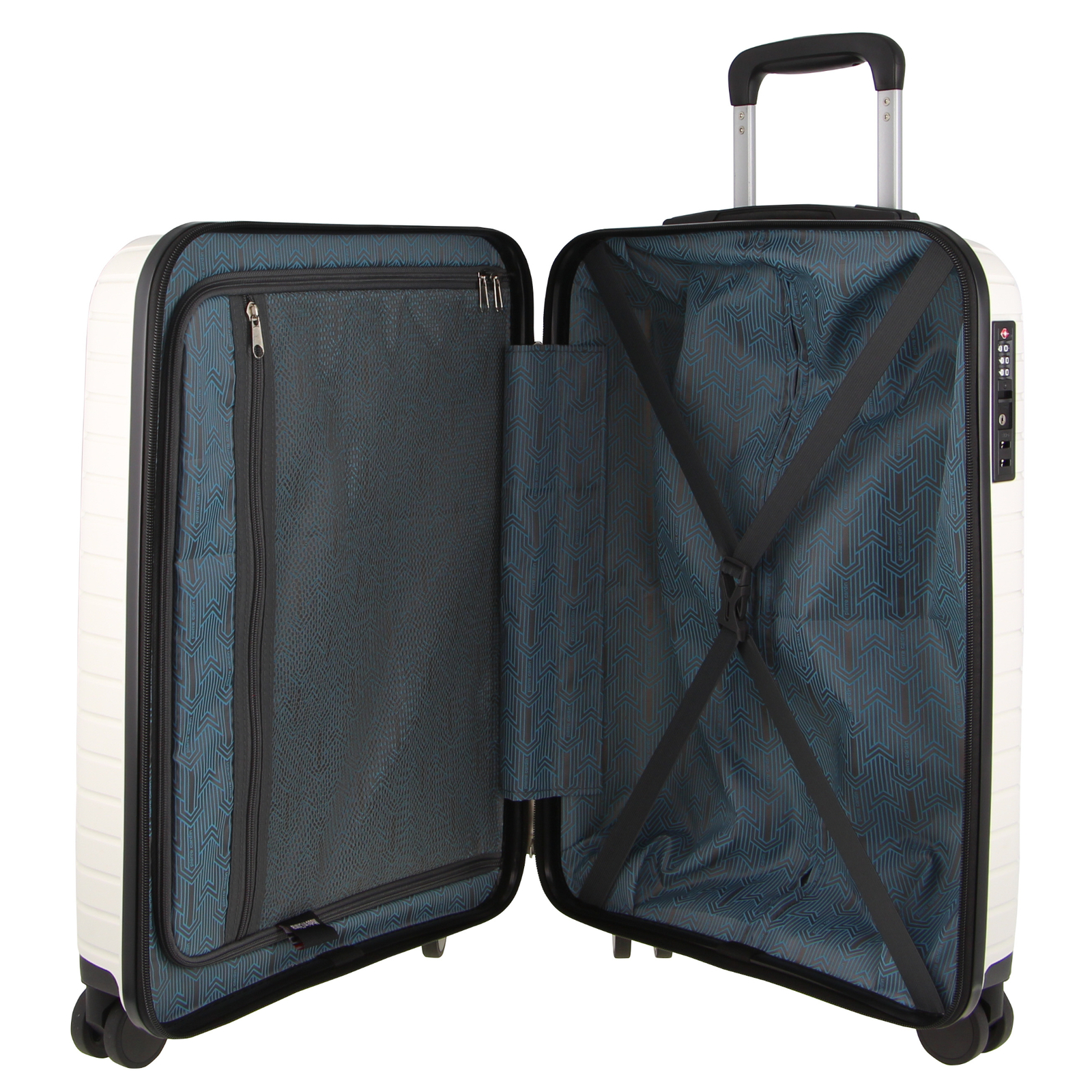 pierre cardin 65cm medium hard shell suitcase travel luggage bag white