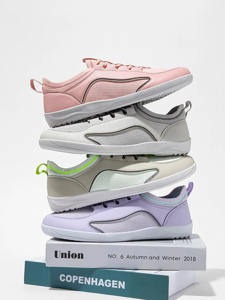 HOBIBEAR Wide Toe Barefoot Sneakers Unisex Mesh Artificial Leather Slip On Shoes Minimalist Casual Walking Sneakers