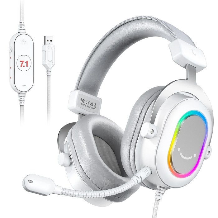 fifine rgb gaming headset with 7.1 surround sound/3 eq/mic,over ear headphone with in line control for pc ps4 ps5 ampligame h6w FIFINE RGB Gaming Headset with 7.1 Surround Sound/3-EQ/MIC,Over-ear Headphone with In-line Control for PC PS4 PS5 Ampligame-H6W