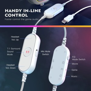 fifine rgb gaming headset with 7.1 surround sound/3 eq/mic,over ear headphone with in line control for pc ps4 ps5 ampligame h6w FIFINE RGB Gaming Headset with 7.1 Surround Sound/3-EQ/MIC,Over-ear Headphone with In-line Control for PC PS4 PS5 Ampligame-H6W 5