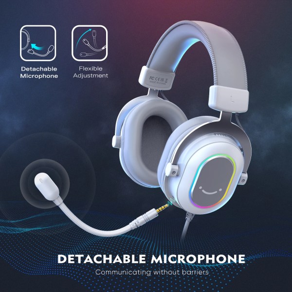 FIFINE RGB Gaming Headset with 7.1 Surround Sound/3-EQ/MIC,Over-ear Headphone with In-line Control for PC PS4 PS5 Ampligame-H6W 4