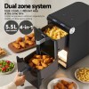 devanti air fryer oven 11l dual zone fryers Dual zone air fryer cooking chips and chicken wings.