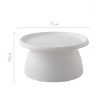 White coffee table with dimensions: 71cm x 35cm.