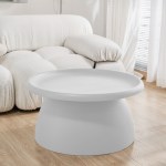 Modern white table in living room setting