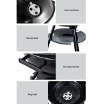 grillz bbq grill charcoal smoker Barbecue grill features: ventilation, charcoal shelf, handles, base.