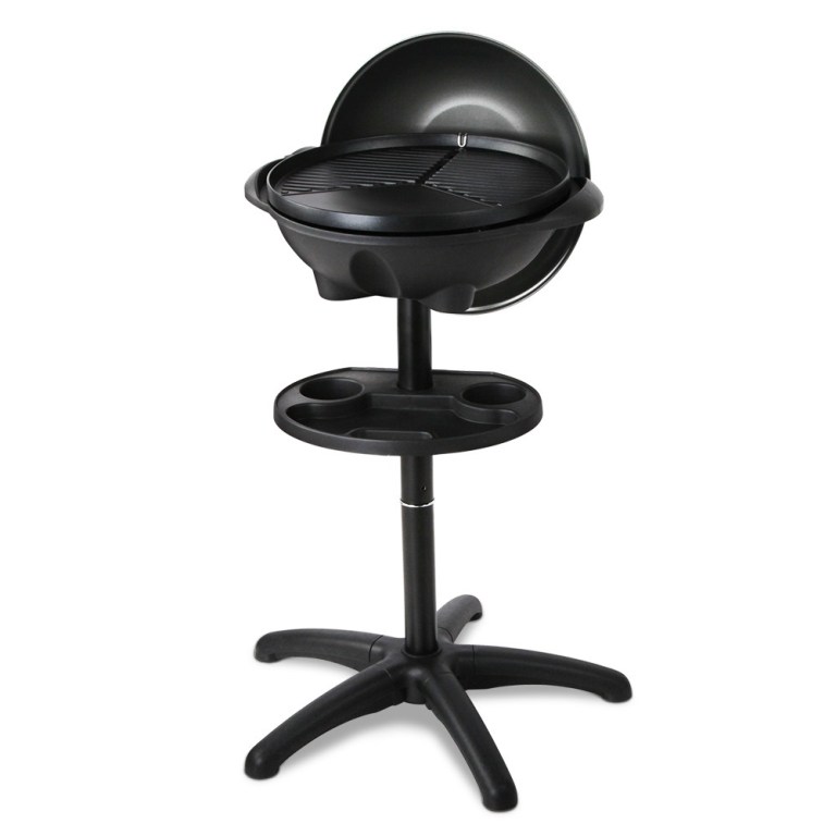 Portable electric barbecue grill on stand