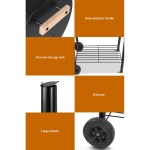 grillz bbq grill 2 in 1 offset charcoal smoker Barbecue grill features: heat-resistant handle, storage, chimney, wheels.