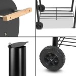grillz bbq grill 2 in 1 offset charcoal smoker Barbecue grill features: handle, rack, chimney, wheel.