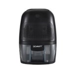 devanti dehumidifier 600ml air purifier black Compact black dehumidifier appliance on display.