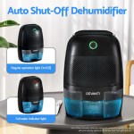 devanti dehumidifier 600ml air purifier black Auto shut-off dehumidifier with indicator lights.